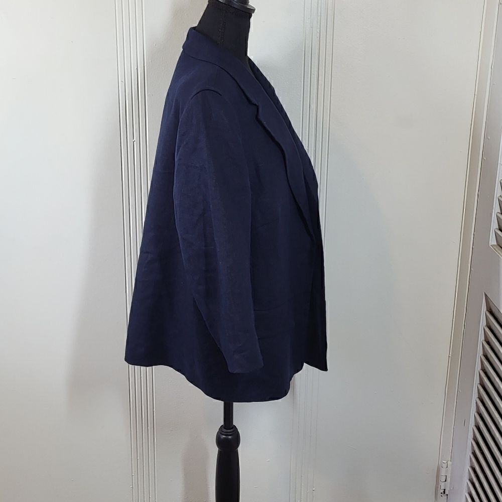 Plus Size Talbots Navy Blue Linen Jacket - Picture 5 of 11